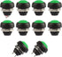 Momentary Push Button Switches, 2 Pin On/Off AC 250V/1A 125V/3A DC 12V/3A 12MM Round SPST Normal Open Pushbutton Momentary Switches (Green, Pack of 10)