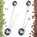 2 Pieces Coffee Scoops with Mark, 1 Tablespoon and 1 Teaspoon Stainless Steel Coffee Measuring Scoop for Ground Brewing, Tea, Sugar and Milk, 5 ml and 15 ml