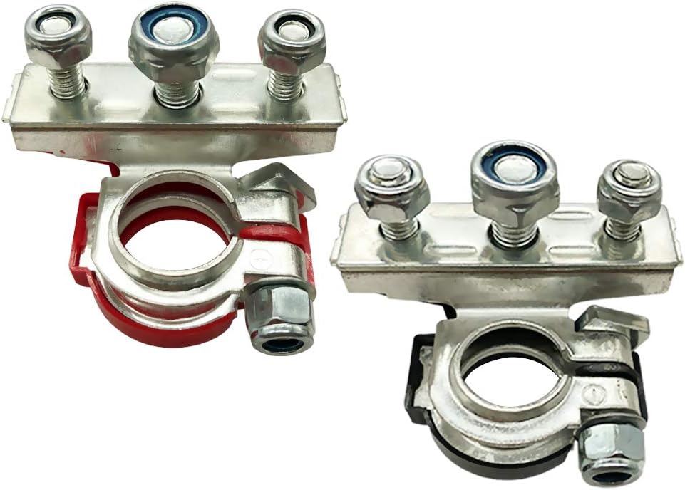 Battery Terminal Ends Connectors Clamps, Tinned Copper Battery Terminal Protector with 3 Mounting Studs for Car, Van and More (1 Pair)