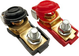 Brass Battery Terminals Connectors Clamps with Plastic Cover and M8 Nut, Battery Terminal Ends Protector Set for Car, Van and More (1 Pair)