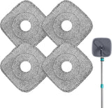 4 Pack Square Reusable Microfiber Mop Pads Fit for True & Tidy Spin Mop, Machine Washable Refill, Super Absorbent and Durable for Deep Cleaning, 9x9 Inch