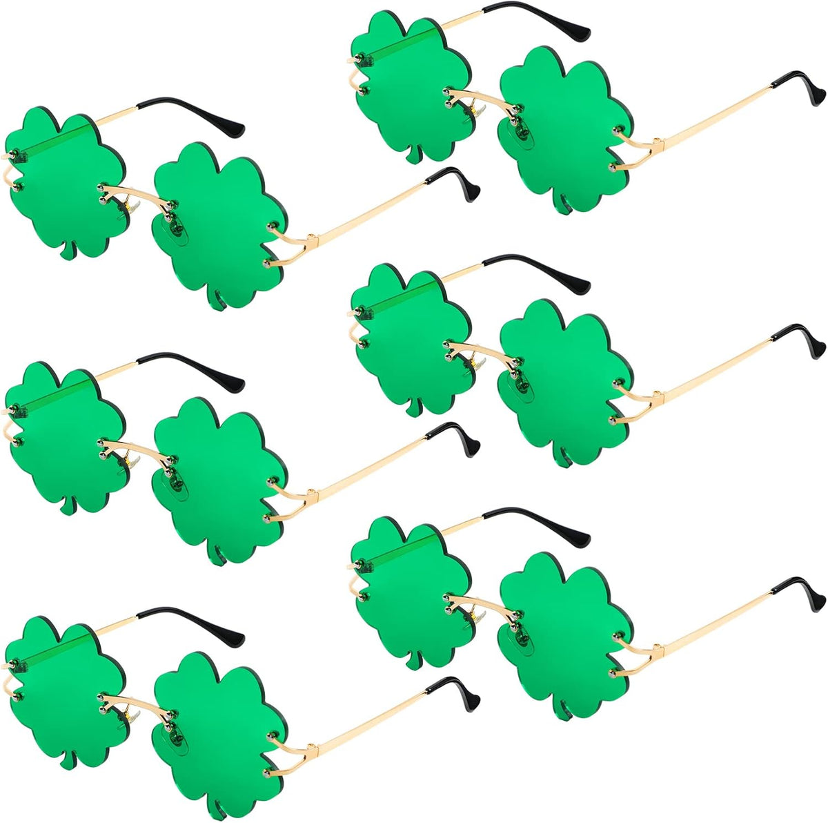 6 Pairs St. Patrick's Day Irish Green Shamrock Sunglasses Green Leprechaun Costume Glasses St. Patricks Day Accessories Shamrock Irish Clover Sunglasses for Costume Accessories