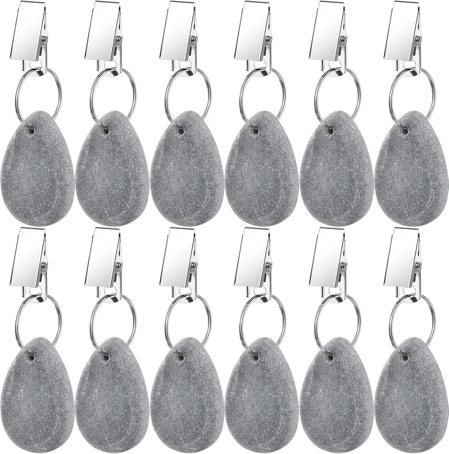 12 Pcs Tablecloth Weights Tablecloth Pendant Teardrop Shape Table Cover Weights with Metal Clips for Outdoor Picnic Garden Dinner Table Cover Decoration(Light Gray)