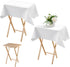 2 Pcs Small Tablecloth Washable Fabric Folding TV Tray Table Cloth Polyester Solid Color Nightstand Cover for Bedside Table Side Outdoor Indoor(White,24 x 36 Inch,Classic Edge)