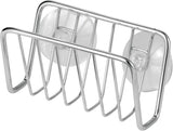 Metal Sponge Holder for Kitchen Sink with Suction Cups - Small Holder for Sponges in the Kitchen or Soap Holder in the Bathroom - Quick Drying Open Wire Basket - Ronde Collection - Chrome