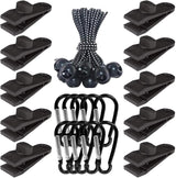 30-Pack Heavy Duty Lock Grip Tarp Clips with Adjustable Screw | Shark Teeth Design, Bungee Cords & Carabiners | Secure Cover for Camping, Pool Covers, Awnings, Canopies (PA Material, 0.25" Thickness)