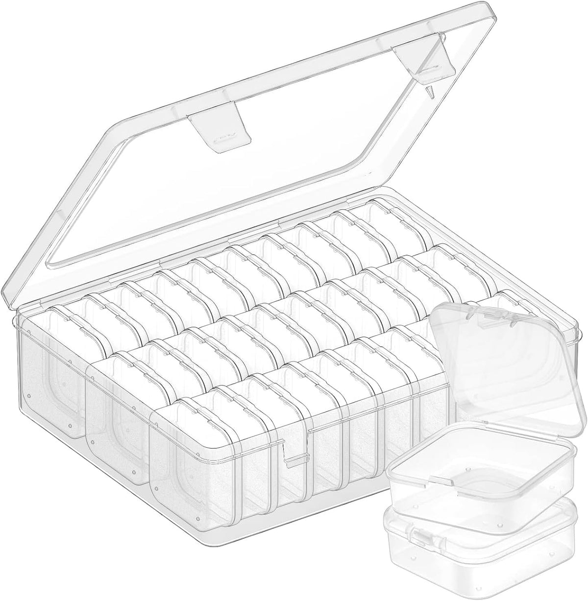 31-Slot Clear Plastic Bead Organizer Box with Hinged Lids - Portable Craft Storage Container for Jewelry Making, DIY Crafts, Nail Art & Small Parts