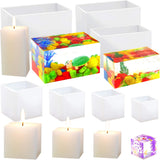 7 Pieces Square Resin Molds Rectangle Resin Molds Candle Mold Cube Casting Molds for Insect Specimen Coaster Flower Pot Candle Soap Jewelry Holder Interior Design DIY Making Craft, 7 Sizes