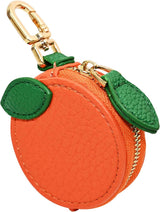Cute Fruit Coin Purse Keychain With Zipper - Kawaii Mini Leather Bag Charm for Backpack Or Orange Bag Charm