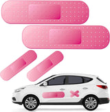 4pcs Funny Car Band Aid Sticker for Car Damage, 10/24in Giant Band Aid Car Decals for Cover Dent Crack and Scratch, Car Bumper Sticker, Large Vehicle Body Bandage (Pink 2pcs Large and 2pcs Small Size)