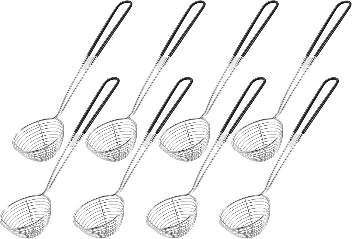 8 Pieces Hot Pot Strainer Scoops, Stainless Steel Hot Pot Strainer Spoons 2. 5 Inch Mini Mesh Skimmer Spoon Asian Ladle with Handle for Home, Black