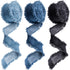 3 Rolls 2 Yards Fringes Fabric Denim Ribbon, 0.98in Frayed Ribbon Fringes Trim for Sewing, Rustic Frayed Fabric Ribbon Trim Embellishments for Wrapping Decorating- Light Blue & Blue & Black