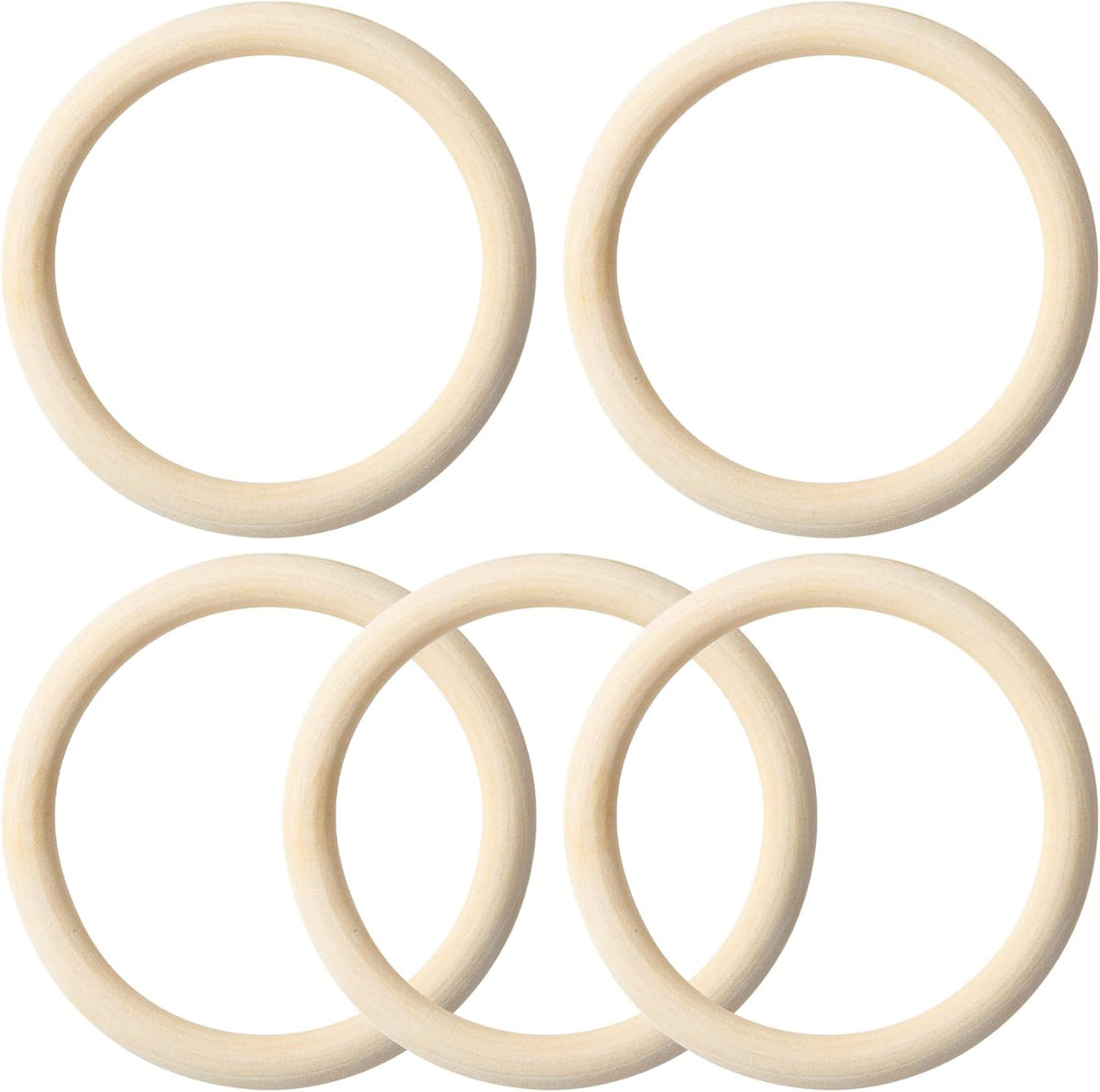 5pcs Unfinished Wooden Rings for Crafts, 10cm 3.94 Inch Natural Wood Rings Circles, Smooth Wooden Circles Supplies for Macrame Crafts Pendant and Connectors Jewelry Making- Wood Color