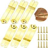 10pcs Gold Lid Support Hinge with 20 Screw, Foldable Lid Stay Safety Hinges, Rustproof 135 Degree Rotatable Hinge for Wooden Box Toy Jewelry Gift Wooden Boxes Cupboard Cabinet Window
