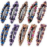 Rhinestone Snap Hair Clips for Women 10pcs, Sparkly Glitter Crystal Hair Clips Barrettes Bling Diamond Fancy Hair Snap Clips Hairpins for Girls Wedding Decorative Hair Accessories