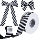 25 Yards Black and White Striped Ribbon, Grosgrain Stripe Ribbons Fabric for Crafts, 0.98in Wide Polyester Fabric Embellishments for Wrapping Wedding Birthday Decor