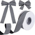 25 Yards Black and White Striped Ribbon, Grosgrain Stripe Ribbons Fabric for Crafts, 0.98in Wide Polyester Fabric Embellishments for Wrapping Wedding Birthday Decor