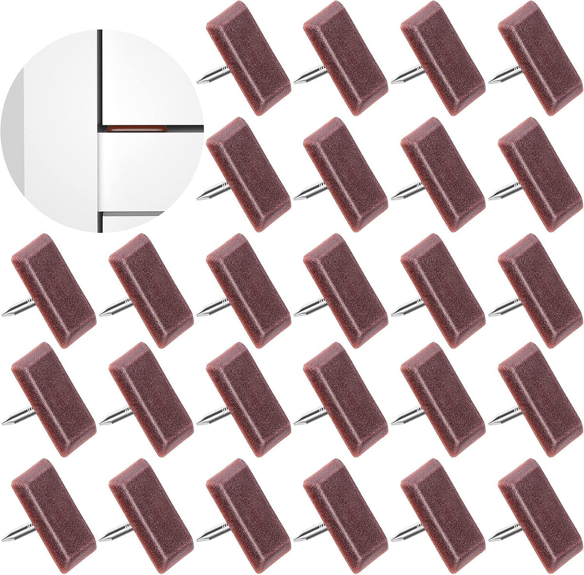 100 Pcs Tack-in Drawer Glides, Furniture Glide Tack with Nail, Dresser Drawer Protector for Repairing (Brown)