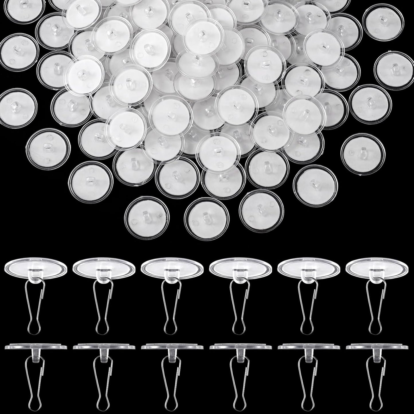 100 Pack Self-Adhesive Ceiling Hooks for Hanging, No-Drill Damage-Free Ceiling Hooks, Small Clear Sticky Discs Birthday Wedding Wall Hanger for Balloon Christmas Bells Decorations