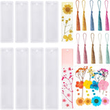 38 Pieces Bookmark Resin Mould Set, Include Rectangle Bookmark Silicone Mould Epoxy Resin Jewelry Mould with Colorful Tassels and Dried Flowers for Jewelry DIY Bookmark Making