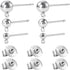12pcs S925 Earrings Post for Jewelry Making, 3/4/5mm Hypoallergenic Ball Earring Posts Backs, Ear Stud Findings Supplies for Dangle Ear Jewelry Making- Silver