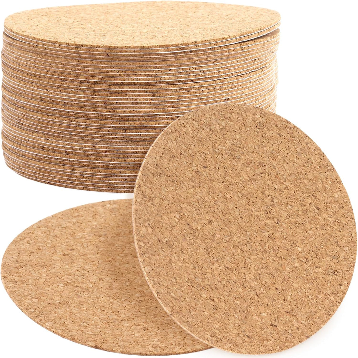30pcs Self-Adhesive Round Cork Coasters, 3.14 Inch Coaster Backing Cork Sheet, Wall Tiles Mat Board for Table Furniture Cups Home Office DIY Crafts- Brown