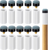 10 Sets Pool Cue Tips with Stick Ferrules, Screw On Billiard Cues Tips Replacement Kit, 12mm & 13mm No Need Glue or Clamp Billiard Accessories for Snooker Pool- Blue & White