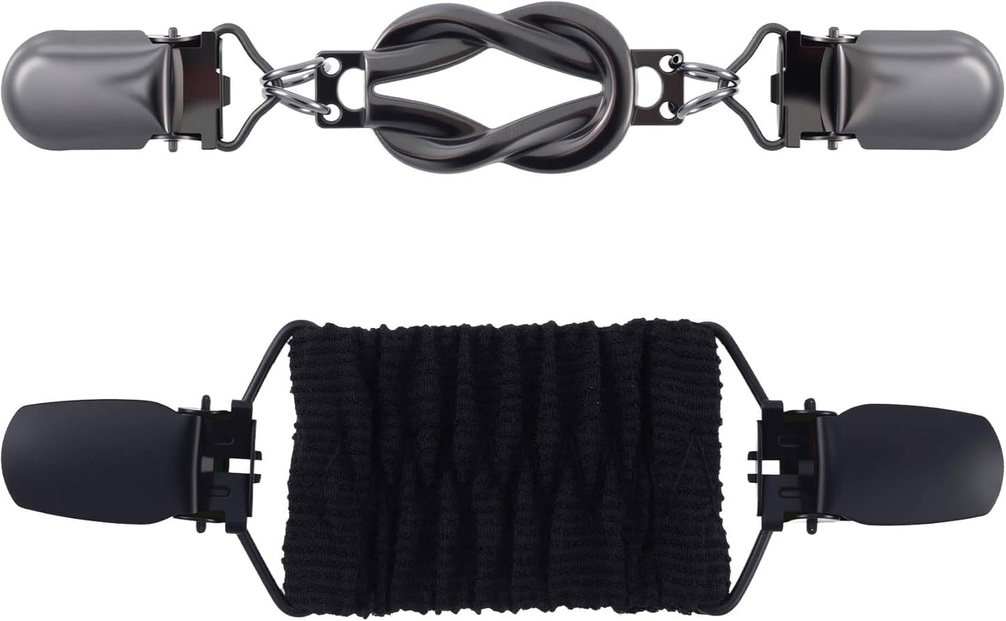 2pcs Waist Cincher Clip, Elastic Dress Clips Back Cinch Tightener, Vintage Waist Cincher Clothing Shirt Tightener for Sweater Shawl Cardigan Dress- Black