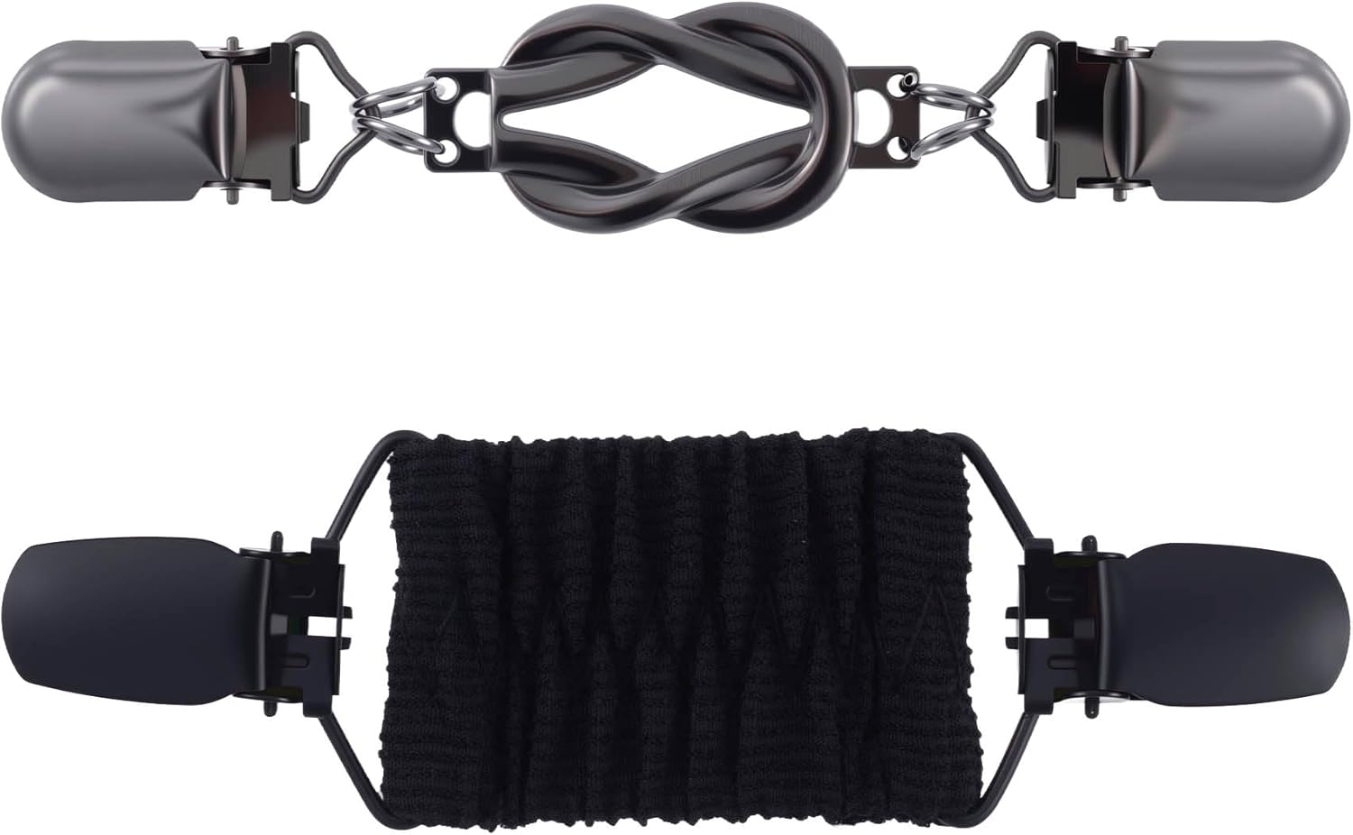 2pcs Waist Cincher Clip, Elastic Dress Clips Back Cinch Tightener, Vintage Waist Cincher Clothing Shirt Tightener for Sweater Shawl Cardigan Dress- Black