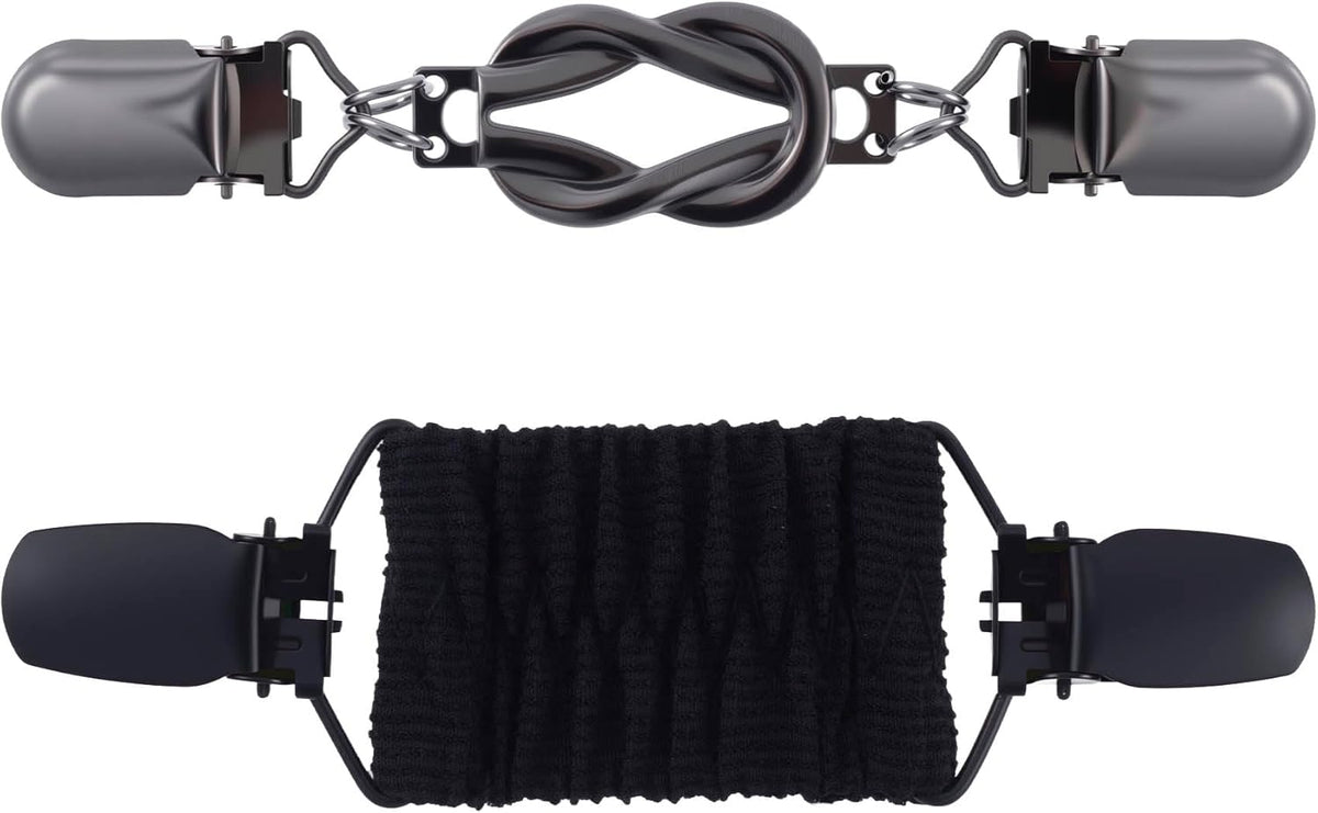 2pcs Waist Cincher Clip, Elastic Dress Clips Back Cinch Tightener, Vintage Waist Cincher Clothing Shirt Tightener for Sweater Shawl Cardigan Dress- Black