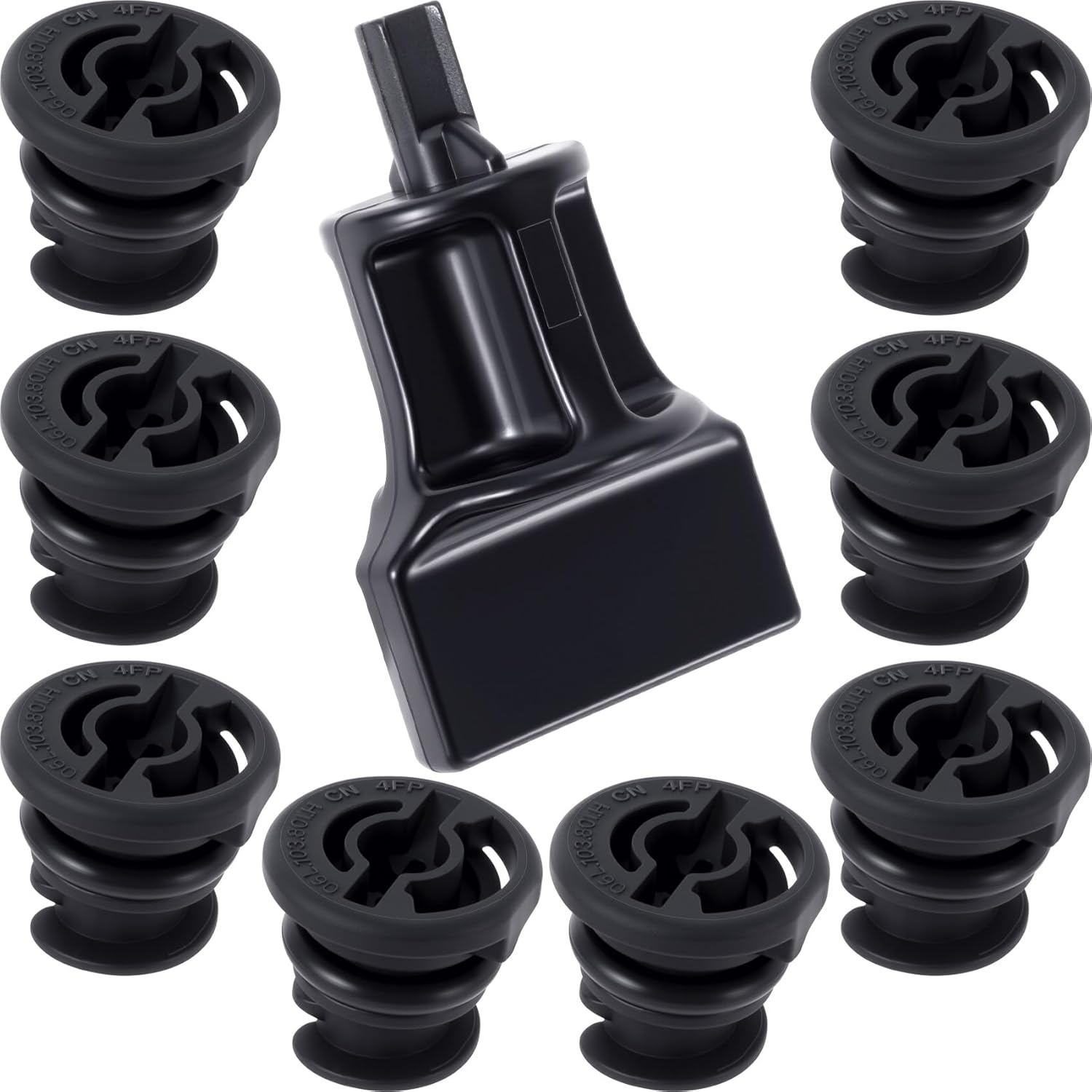 8pcs Oil Drain Plug with 1pc Removal Tool, Compatiable With 1.8L 2.0L TSI, No Leak Plug Tool Replacement for DIY Oil Changes Automative- Black