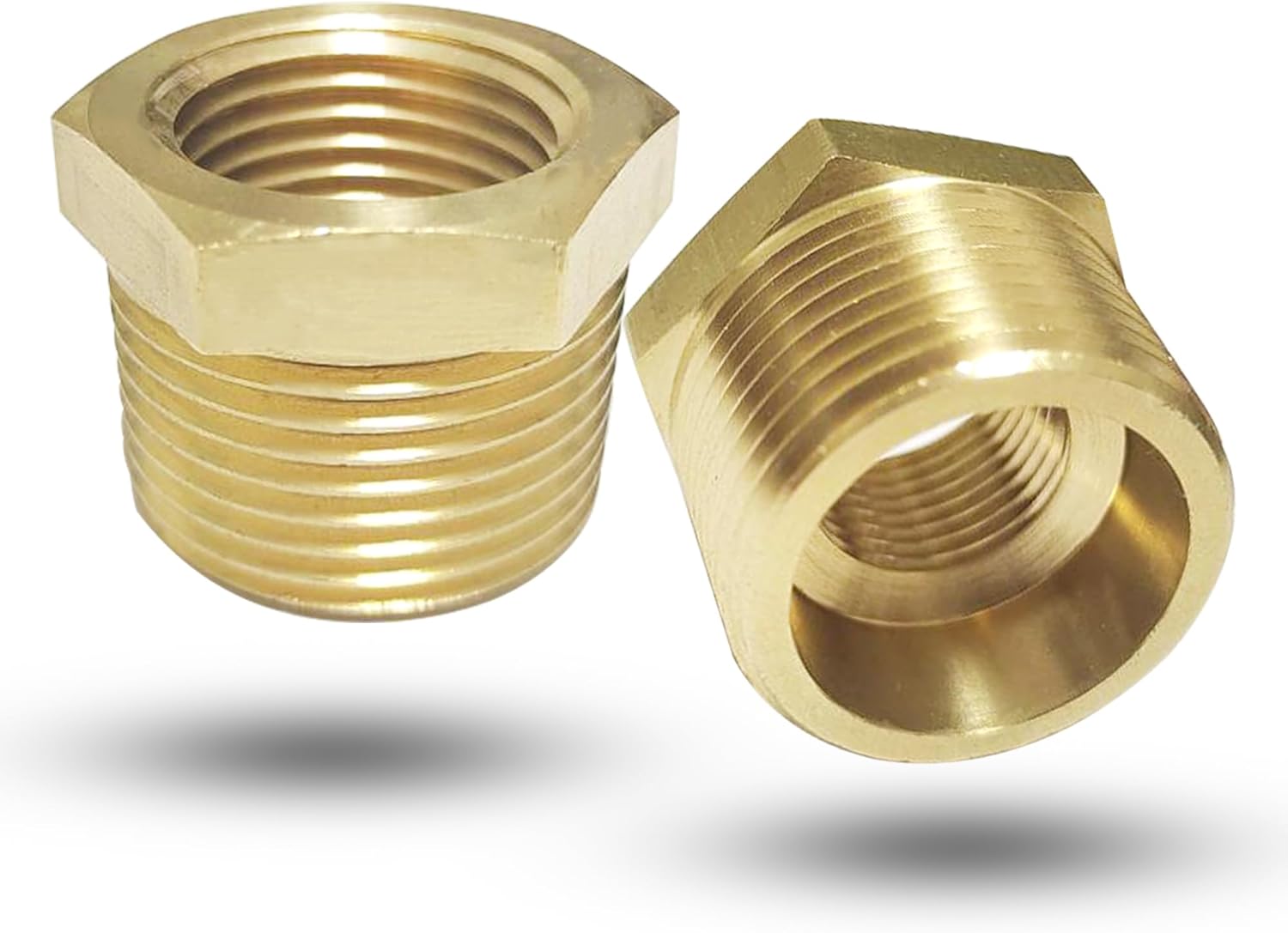 Brass 3/4" NPT Male to 1/2" Female Reducer Bushing, Brass Pipe Hex Bushing NPT Male to Female Pipe Fitting Adapter for Reduce Pipe (3/4”mnpt-1/2”fnpt)
