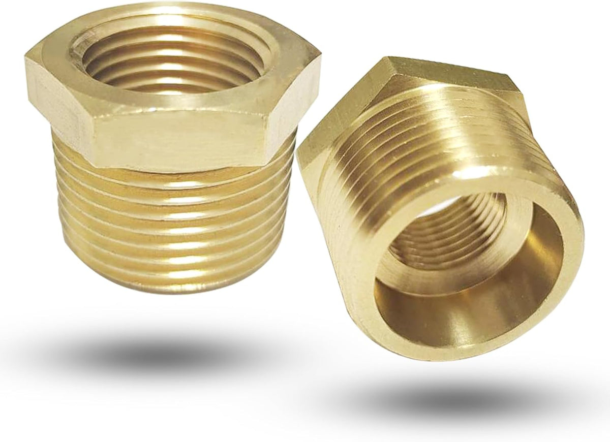 Brass 3/4" NPT Male to 1/2" Female Reducer Bushing, Brass Pipe Hex Bushing NPT Male to Female Pipe Fitting Adapter for Reduce Pipe (3/4”mnpt-1/2”fnpt)