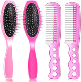 4 Pieces Doll Hair Brush Plastic Pink Wig Accessories for 18 Inch Dolls and Other Hair Care Accessories, 2 Style