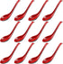 12 Pcs Asian Soup Spoons Hook Soba Noodle Ramen Spoon Chinese Won Ton Soup Asian tableware for Home Kitchen Restaurant