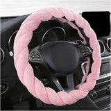 Fluffy Car Steering Wheel Cover, 15 Inches Anti-Slip Round Fuzzy Winter Steering Wheel Protector, Soft Warm Plush Steering Wheel Cover for Women Girls, Car Accessories (Pink, Round)