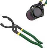 12" Adjustable Oil Filter Pliers, Automotive Oil Filter Removal Tools with Long Handle, Universal Oil Filter Wrench for Engine Filters in Cars and Trucks, Car Accessories (Green)