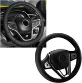 Car Steering Wheel Cover, Premium Leather Steering Wheel Protector with Anti-Slip Lining, Universal 15" Soft Breathable Auto Steering Wheel Cover, Interior Car Accessories (Black)