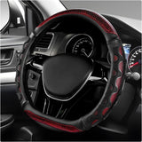 Car Steering Wheel Cover, Breathable 3D Honeycomb Anti-Slip Steering Wheel Protector, D-Shaped Sporty Protective Cover Fits 14.5-15 Inch Steering Wheels, Car Accessories (Red)
