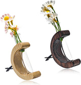 2 PCS Car Vase Vent Clips, Wooden Auto Glass Tube Vase Clips for Air Vent Ornament, Charm Automotive Flower Vases Holder Vehicle Decoration (Light Brown+Dark Brown)