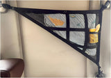 Car Ceiling Cargo Net, 35.4"×25.6" Triangle Double Layer Overhead Cargo Net with Adjustable Buckle, Large Capacity Roof Storage Mesh Organizer for Travel Road Trip Camping (Black)