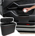 Car Trash Can with Lid, Leather Auto Dustbin Hanging Organizer with Mounting Clip, Multi-Purpose Leakproof Vehicle Garbage Bin Storage Container for Cars SUVs RVs (Black)