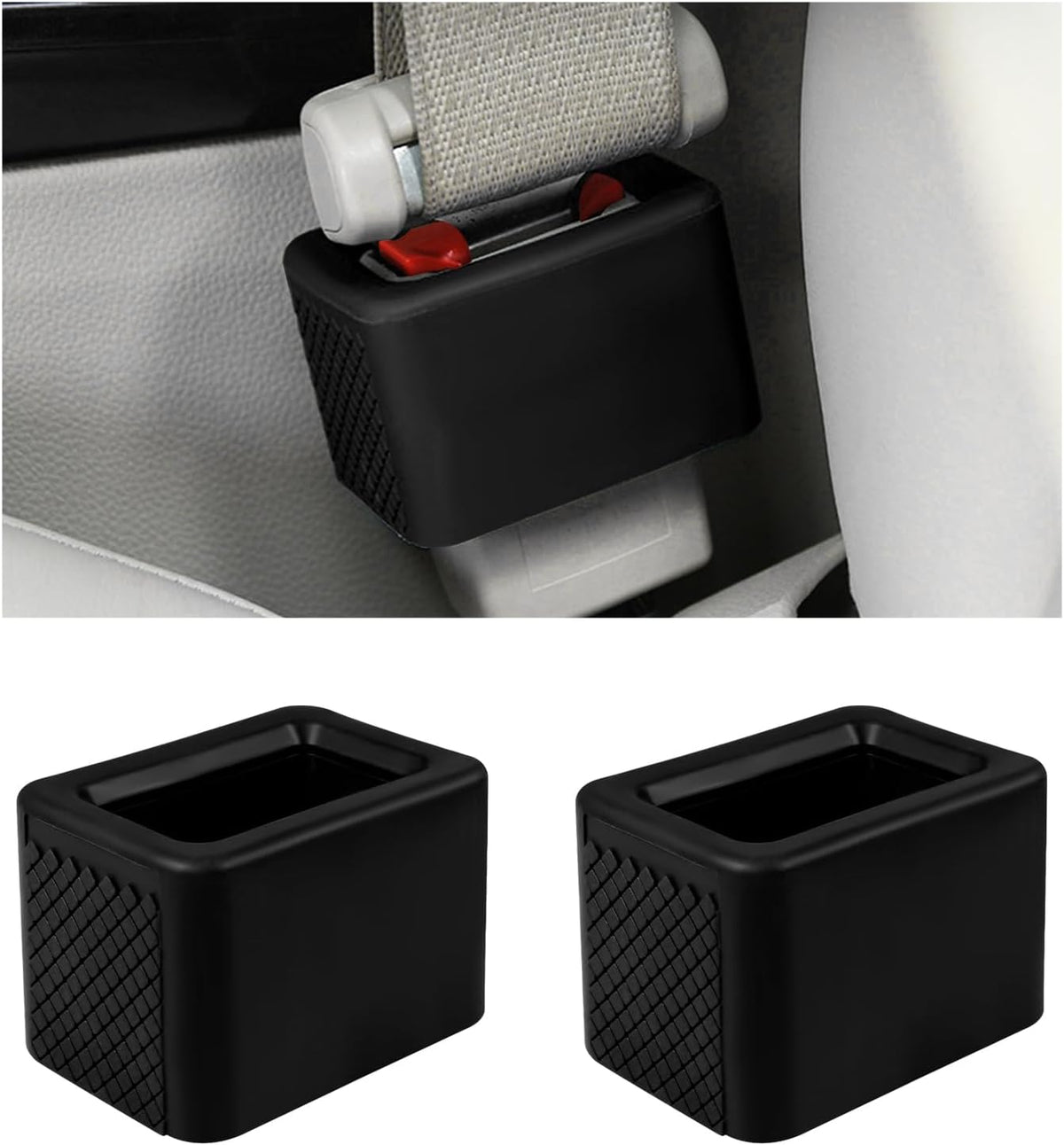 2 PCS Seat Belt Buckle Holder, Silicone Seatbelt Buckle Booster for Rear Seats, Seat Belt Buckle Holder to Make Receptacle Stand Upright for Easy Access, Car Accessories (Black)