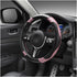 Car Steering Wheel Cover, 15 Inch Carbon Fiber Leather Anti-Slip Steering Wheel Protective Cover, Breathable Elastic Steering Wheel Warp Interior Accessories for Most Cars (Black & Pink)