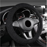 Furry Car Steering Wheel Cover, 15.5-16" Fuzzy Fleece Plush Non-Slip Steering Wheel Cover, Warm Winter Decoration (Black)