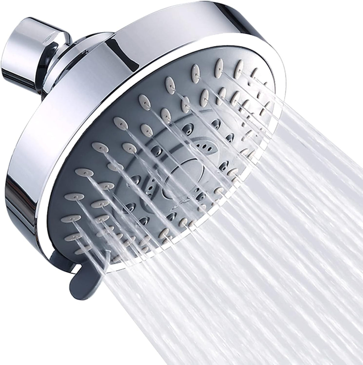 Shower Head, High Pressure Shower Heads 4.1 Inch 5 Settings Rain High Flow Fixed Showerhead for Luxury Shower Experience Even at Low Water Pressure, Chrome