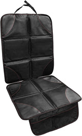 Car Seat Protection Pad, Waterproof 600D Fabric Auto Seat Cover with Thick Padding & Storage Pockets, Anti-Slip Large Protective Cover Mat for Most Vehicle Front Seats (Black & Red)