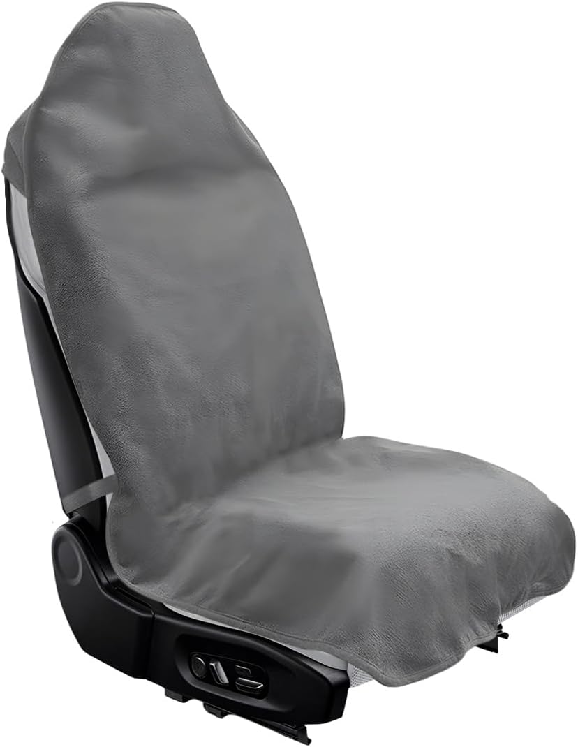 Car Towel Seat Cover, Waterproof Sweating Towel Non-Slip Front Seat Protector, Universal Soft Carseat Protective Cover for Gym Workout Running Swimming, Car Accessories (Gray)