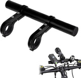 Bike Handlebar Extender, 8" Handlebar Extension with Two Mounting Clamp Brackets, Multifunctional Aluminum Alloy Bicycle Handlebar Extender for Headlight Speedometer Phone Mount (Black)