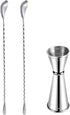 Mixing Spoon and Jigger for Bartending Stainless Steel Home Bar Tool for Making Delicious Cocktails Drinks Juice